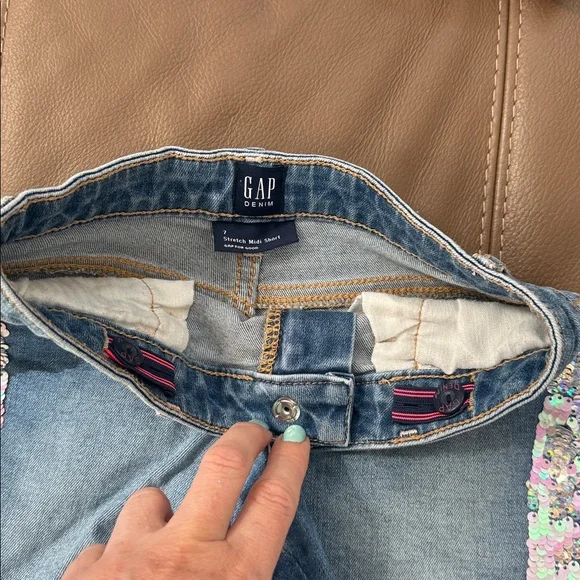 GAP kids girl stretch midi jeans shorts 7 - Picture 3 of 4